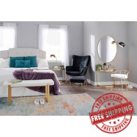 Lumisource B18-CANARY AUVW Canary Glam/Contemporary Vanity Stool in Gold Metal and White Velvet